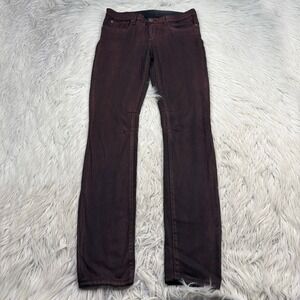 Helmut Lang Women's 28 Black Red Coated Leather Look Skinny Jeans Grunge Alt
